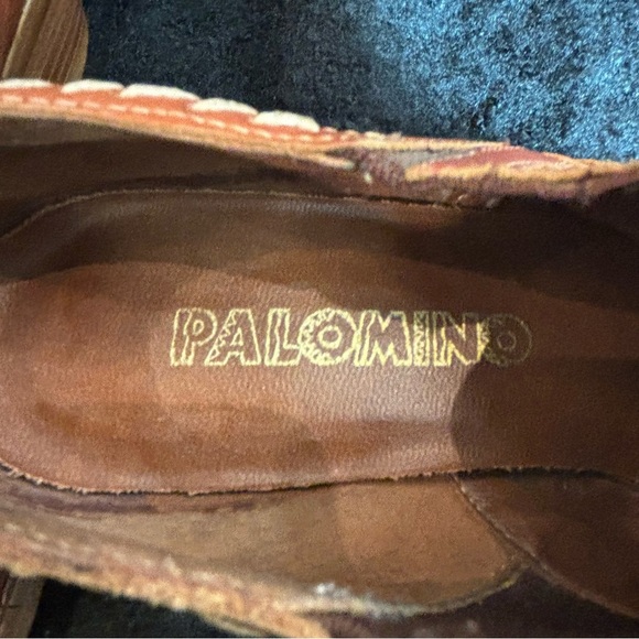 PALOMINO Sz 7B Western Style Stacked Heel Contrasting Stitch Pointy Toe Shooties - Picture 7 of 12